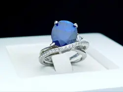 انگشتر نقره زنانه یاقوت کبود اصل - جواهر خاص