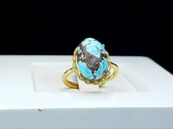 انگشتر نقره زنانه فیروزه نیشابور اصل - جواهر خاص