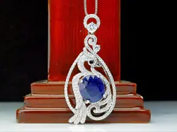 مدال توگردنی یاقوت کبود اصل - جواهر خاص