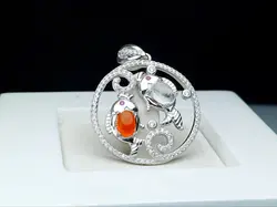 مدال توگردنی دو نگینه در نجف و عقیق یمن اصل - جواهر خاص