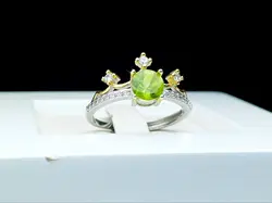 انگشتر نقره زنانه جواهری زبرجد اصلی طرح تاج - جواهر خاص