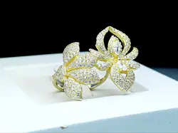 انگشتر نقره زنانه جواهری طرح گل و برگ - جواهر خاص