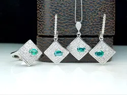 نیم ست جواهری توپاز سبز اصل - جواهر خاص