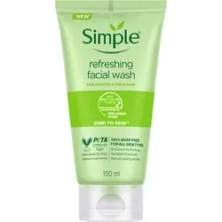 ژل شستشوی صورت سیمپل طراوت بخش انواع پوست 150 میل ا Simple Refreshing Facial Wash All skin types