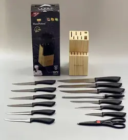 سرویس چاقو 15تکه استند چوبی تیستاده برند هویس رلند haus roland مدل HR00501