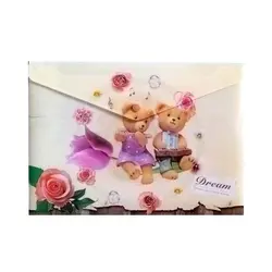 پوشه دکمه دار پاپکو مدل دو خرس نوازنده کد P-113