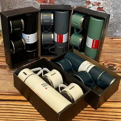 فلاکس کادویی دکمه فلزی برند VACUM BOTTLEسه لیوان درحجم 500میل