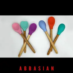 قاشق چوبی سیلیکونی ساده