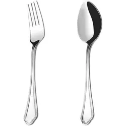 سرویس 12 پارچه قاشق و چنگال غذا خوری ناب استیل مدل ونیز ساده