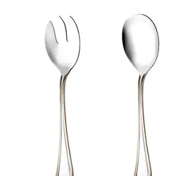 قاشق سالاد ناب استیل مدل ونیز دور طلا 1 پارچه