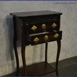 میز تلفن دو کشو رنگ قهوه‌ای | مجتمع مبل فرامد یزد