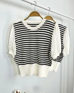 بلوز بافت آستین پفکی ۲