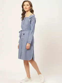 لباس مجلسی آبی رنگ راه راه استایل کوشنت