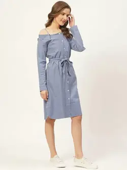 لباس مجلسی آبی رنگ راه راه استایل کوشنت