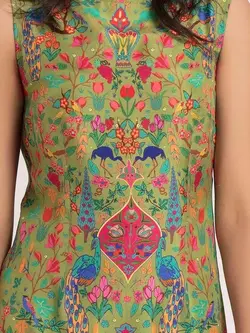 لباس مجلسی سبز رنگ چاپدار شای