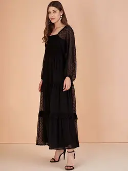 پیراهن مشکی رنگ طرح تور فیملا