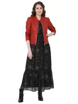 کت چرم قرمز رنگ ورومودا