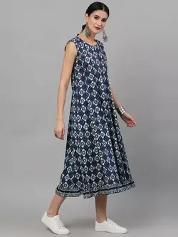 پیراهن سورمه ای رنگ چاپدار اِی کا اِس