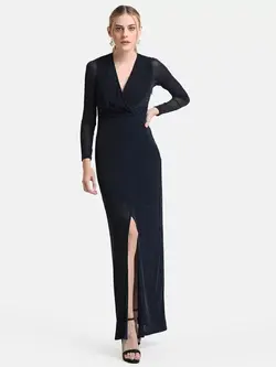 پیراهن سورمه ای رنگ چاک دار کازو