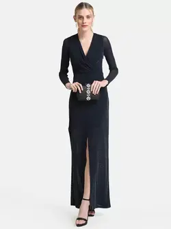 پیراهن سورمه ای رنگ چاک دار کازو