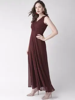 پیراهن مجلسی شرابی رنگ توئنتی