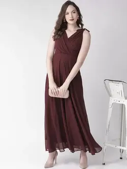 پیراهن مجلسی شرابی رنگ توئنتی