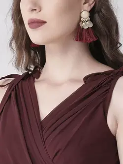 پیراهن مجلسی شرابی رنگ توئنتی