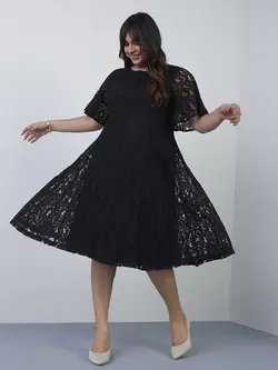 پیراهن مشکی رنگ توری جیا