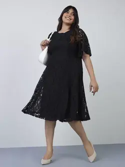 پیراهن مشکی رنگ توری جیا