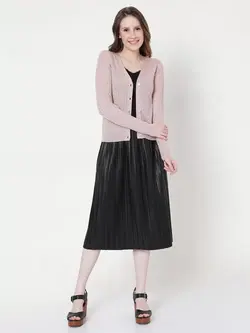 بافت صورتی رنگ دکمه دار ورومودا