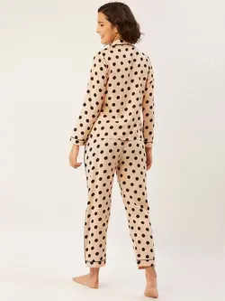 بلوز شلوار کرمی رنگ خالخالی انوی