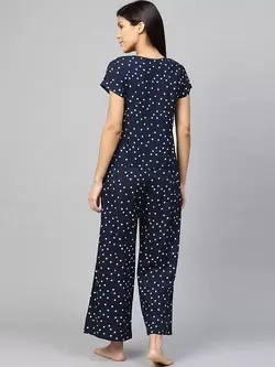 بلوز شلوار سورمه ای رنگ خالخالی یاش گالری