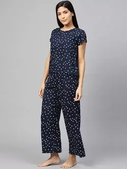 بلوز شلوار سورمه ای رنگ خالخالی یاش گالری