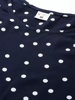 بلوز شلوار سورمه ای رنگ خالخالی یاش گالری