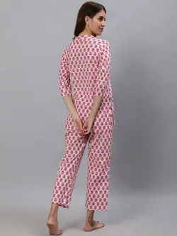 بلوز شلوار سفید قرمز طرحدار جیپور