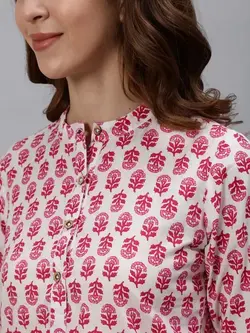 بلوز شلوار سفید قرمز طرحدار جیپور