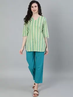 بلوز شلوار سبز آبی جیپور