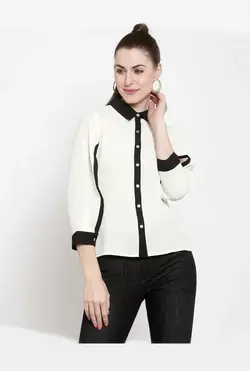 بلوز شیری رنگ آستین بلند لاتین کوارترز