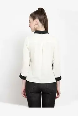 بلوز شیری رنگ آستین بلند لاتین کوارترز