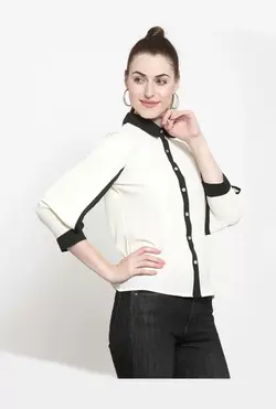 بلوز شیری رنگ آستین بلند لاتین کوارترز