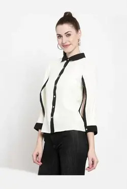 بلوز شیری رنگ آستین بلند لاتین کوارترز