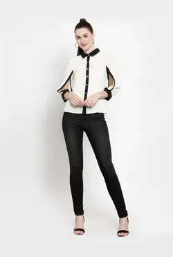 بلوز شیری رنگ آستین بلند لاتین کوارترز