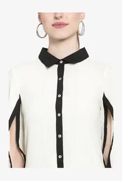 بلوز شیری رنگ آستین بلند لاتین کوارترز