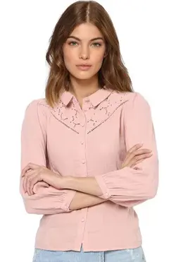 بلوز صورتی رنگ آستین بلند اُنلی