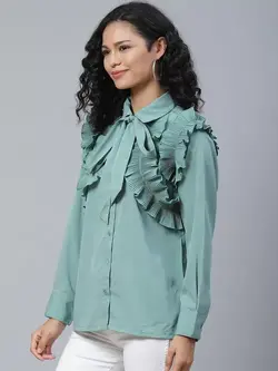 بلوز آبی رنگ ملون