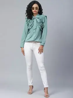 بلوز آبی رنگ ملون