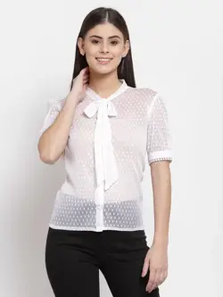 بلوز سفید رنگ توری استایل کوشنت