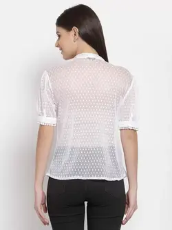 بلوز سفید رنگ توری استایل کوشنت