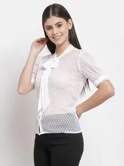 بلوز سفید رنگ توری استایل کوشنت