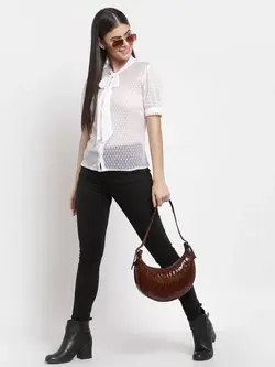 بلوز سفید رنگ توری استایل کوشنت